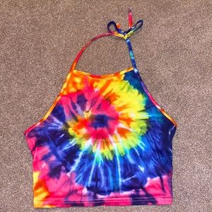 Shein Small Rainbow Tie-Dye Halter Tank
